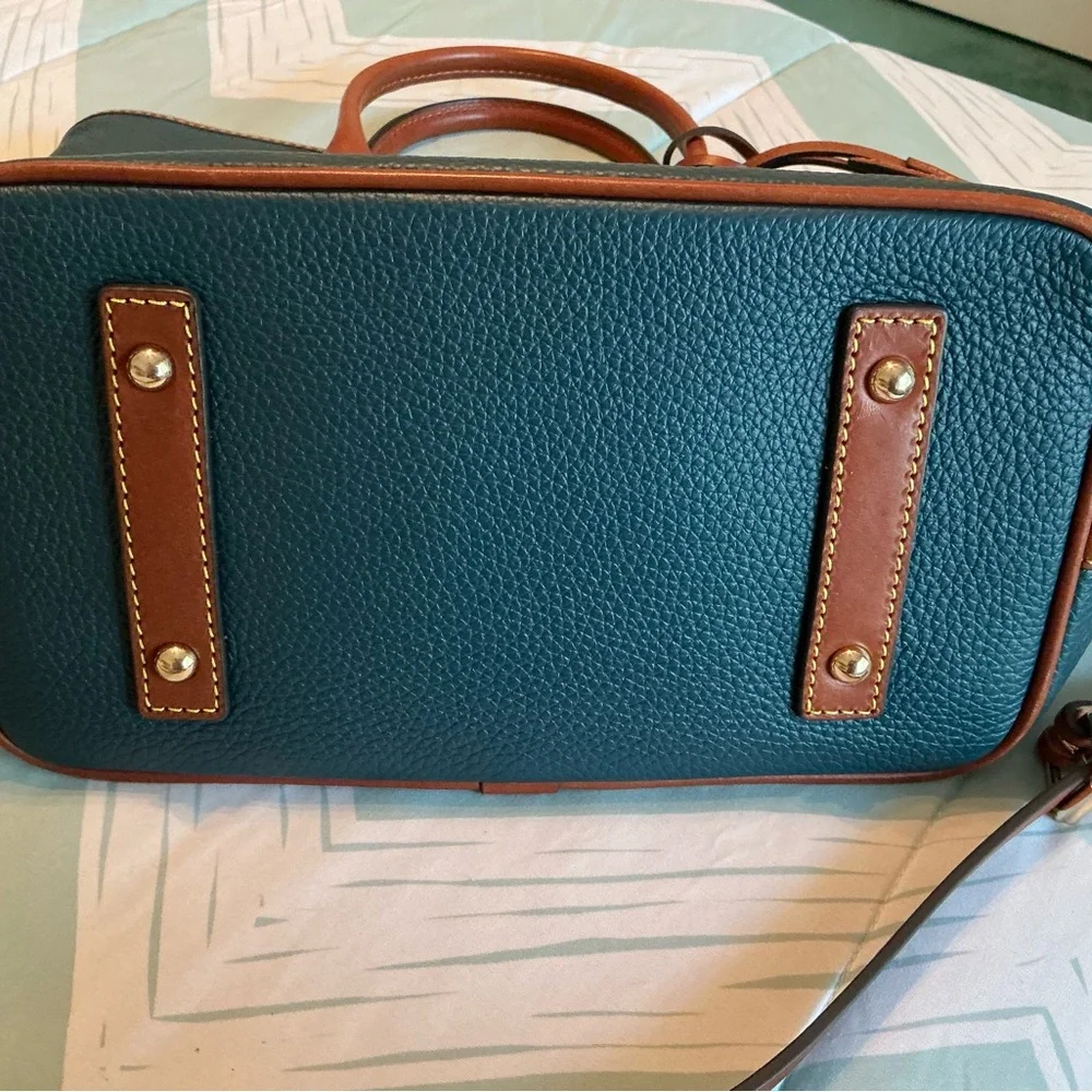 Dooney & Bourke Teal and Tan Leather Tote - Picture 5 of 7